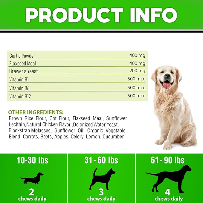 Flea and Tick Prevention for Dogs Pills - Dog Flea and Tick Treatment Chewable - Oral Flea Treatment Dogs - Dog Flea & Tick Control Chewables - Natural Flea and Tick Chewables for Dogs - Made in USA