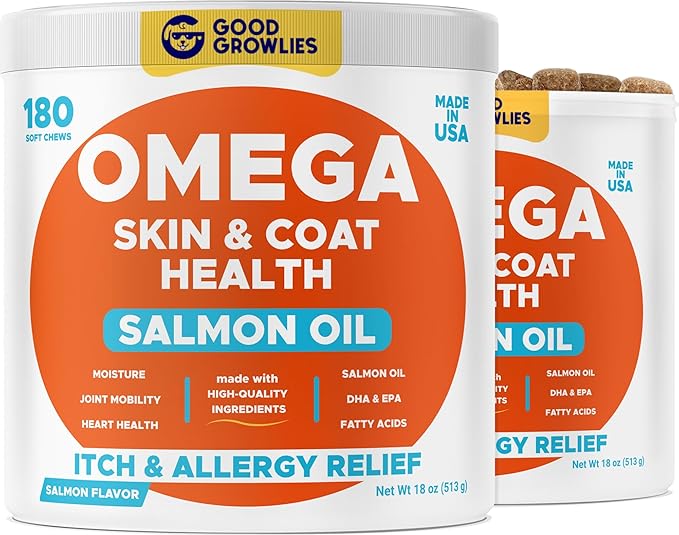 Omega 3 Alaskan Fish Oil Treats for Dogs (360 Ct) - Dry & Itchy Skin Relief + Allergy Support - Shiny Coats - EPA&DHA Fatty Acids - Natural Salmon Oil Chews - Hip & Joint Support - Salmon Flavor