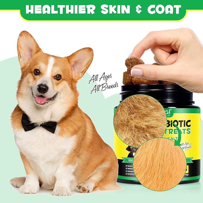 Probiotics for Dogs (Duck 30PCS), Probiotic Chews for Dogs with Digestive Enzymes, Dog Probiotics for Yeast, Itchy Skin, Anti Diarrhea, Gut Digestive Health, Allergy & Immune Support - for All Breeds