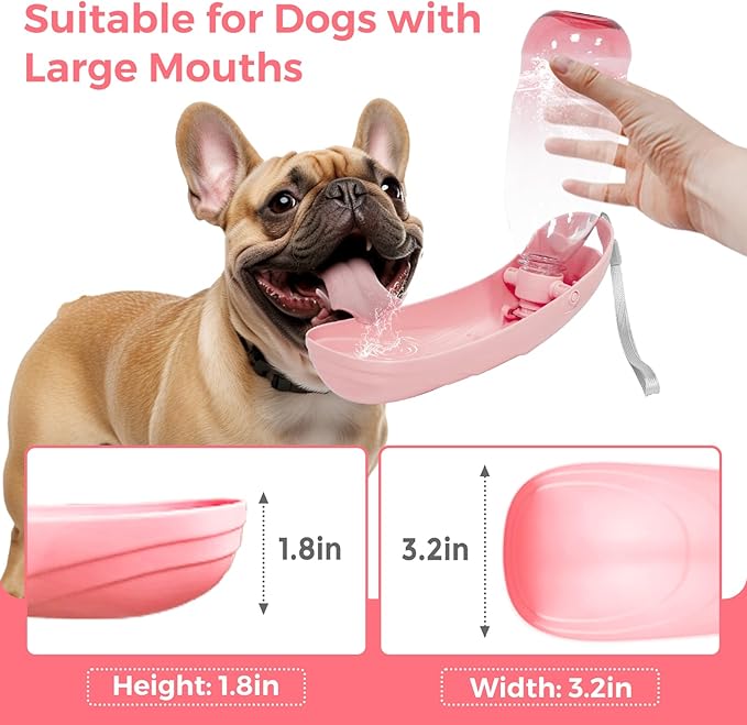 2Pack Dog Water Bottle, 19oz Collapsible Dog Travel Water Bottle, Portable Dog Water Dispenser with Foldable Drinking Cup Bowl for Walking, Lightweight, Leak-Proof, BPA Free, Pink & Green