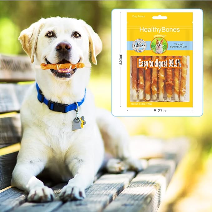 HealthyBones Chicken Breast Wrapped Natural Dog Treats for Coton de Tulear and Other Small Companion Dogs, 36 Count