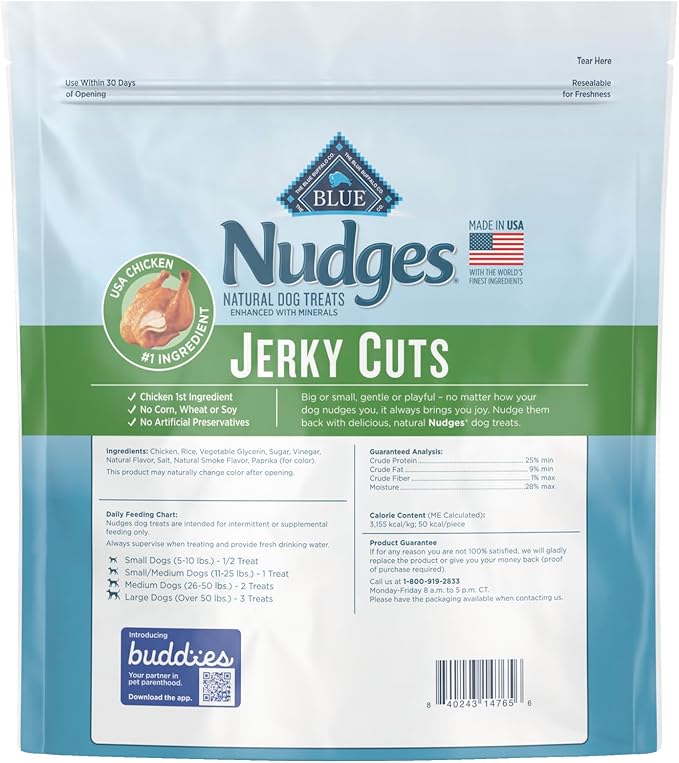 Blue Buffalo Nudges Jerky Cuts Natural Dog Treats, Chicken, 36oz