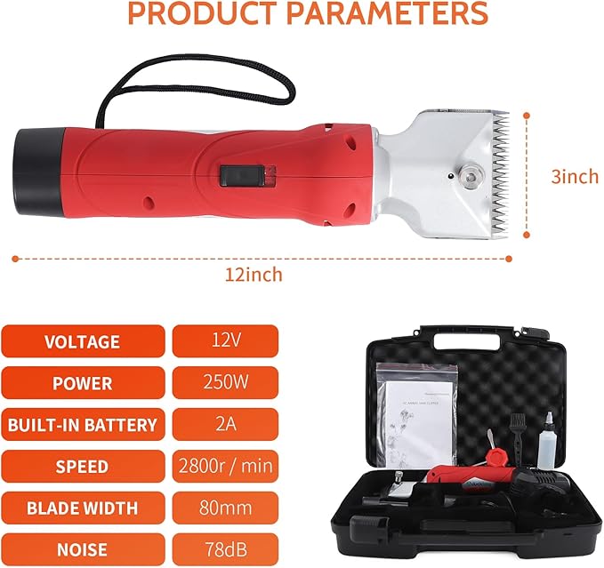 Cordless Horse Clipper, Rechargeable Battery Powered Animals Shears Grooming Tools for Shaving Fur Wool Tool, Large Livestocks, Llamas, Cattle, Alpacas, Thick Coat Animals Trimmer