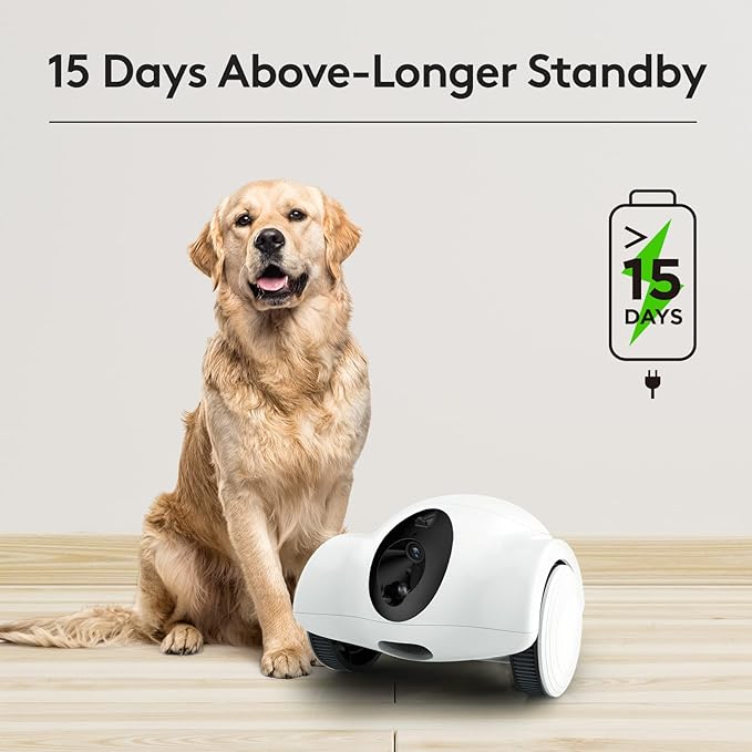 Dog Camera, Pet Camera Indoor with Phone App Cat Camera 15 Days Long Standby Pet Robot for Dog Treat Camera Dispenser Feeder 1080P Full HD Home Wifi Camera 360°Move Freely 2-Way Audio (2.4G WiFi ONLY)