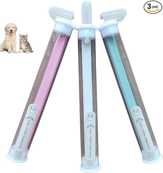 Dog Toothbrush,Cat Toothbrush,Extra Soft Brush Wires,Pet Toothbrush Toothbrush for Dogs& Cats,Teeth Cleaning,Dental Care,Brushing Kit,3 Pack Kit (White/Green/Pink)