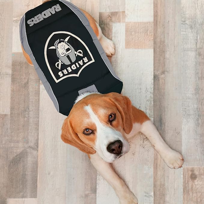 NFL Las Vegas Raiders Puffer Vest for Dogs & Cats, Size Large. Warm, Cozy, and Waterproof Dog Coat, for Small and Large Dogs/Cats. Best NFL Licensed PET Warming Sports Jacket