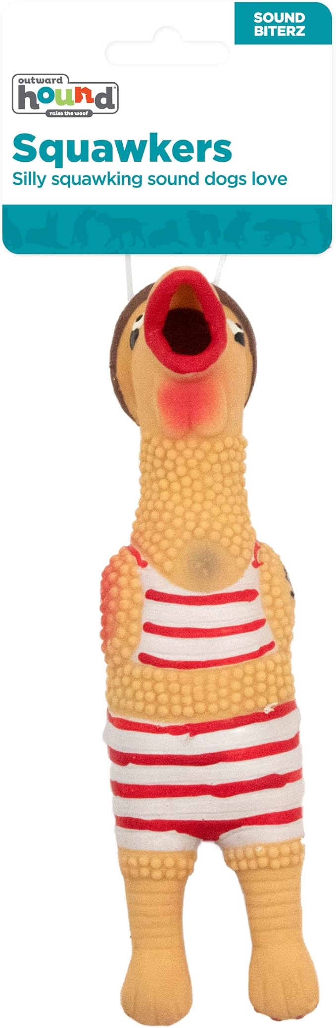 Charming Pet Squawkers Grandpa Gimpy Latex Rubber Chicken Interactive Dog Toy, Large