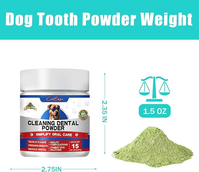 Dog Teeth Cleaning Powder-Dog Dental Care and Bad Breath Treatment, Plaque Removal Herbal Dental Powder for Healthy Teeth & Gums for All Dogs