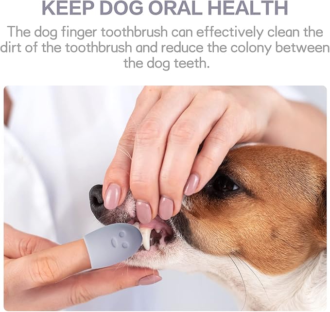 CONSIO 4Pcs Dog Finger Toothbrush, Use Food Grade Silicone,Easy Teeth Cleaning, Dental Care for Puppies, Cats and Small Pets
