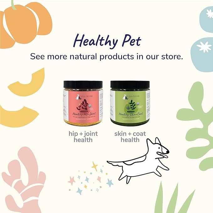 kin+kind Organic Pumpkin Powder for Dogs & Cats for Healthy Poop - Made in USA - Natural Pumpkin Powder Formula w/Flax Seed, Ginger, Turmeric & Coconut - Nutritional Supplement - Small 4oz