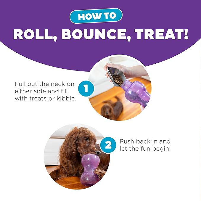 Outward Hound Double Snoop Interactive Treat Stuffer Durable Dog Toy, Dog Treat Toy, Purple