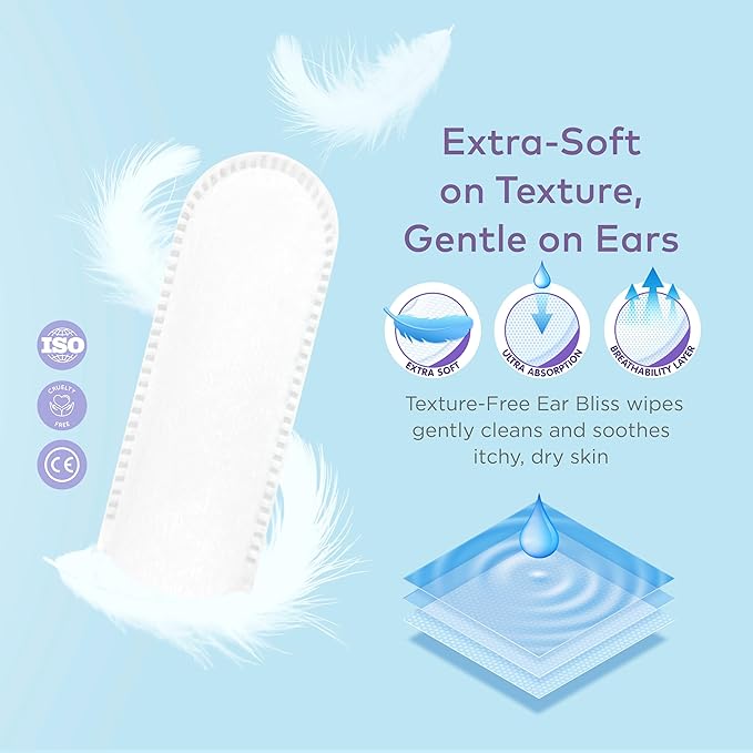 Dog Ear Cleaner Wipes - Cleanser for Dogs - Ear Itching, Dissolves Wax, Dirt & Odor with Coconut Oil & Aloe Vera (100 Finger Wipes)