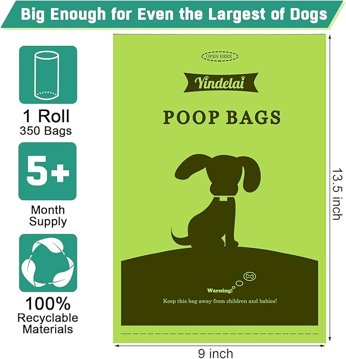 Dog Poop Bags, 350 Poop Bags on a Large Single Roll, Grab & Go, Guaranteed Leak-Proof Biodegradable Poop Bags for Dogs (Scented)