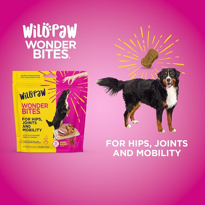 WonderBites for Hips, Joints, & Mobility -90 Soft Chews- Improves Mobility, Reduces Pain - Glucosamine, MSM, Hyaluronic Acid, Hemp, Turmeric, & More – Joint Supplement for Dogs