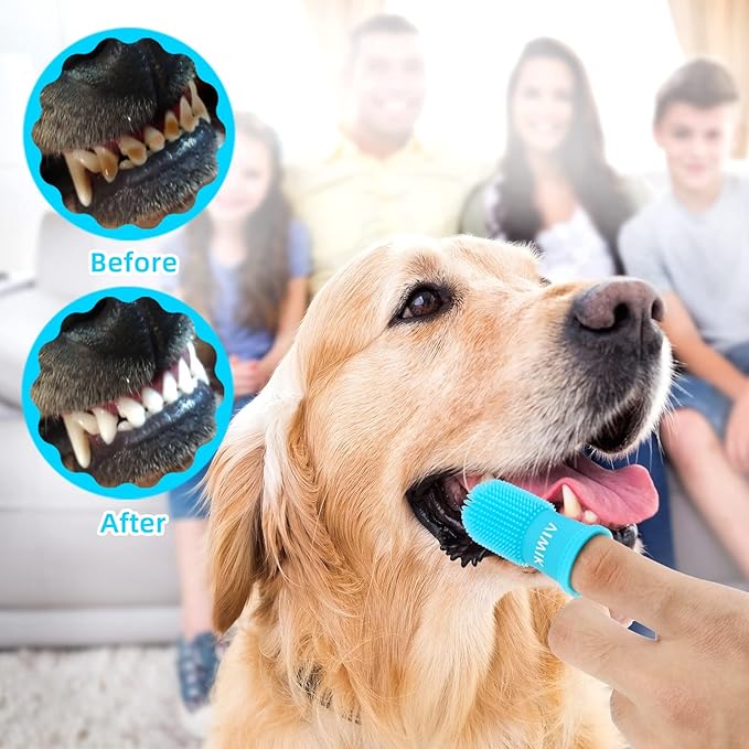 4Pack Dog Toothbrush Dog Tooth Brushing Kit, Cat Finger Toothbrush for Dogs Small Breed, Medium Large Dogs, Puppy Toothbrush for Dog Teeth Cleaning & Dental Care, Pet Finger Toothbrush Kit