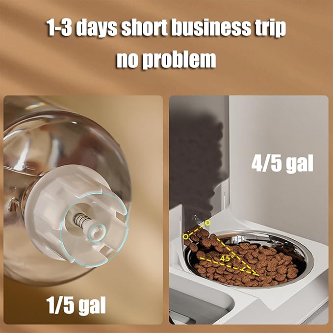 Automatic Cat Food Water Dispenser Gravity Pet Self Feeder Dry Food Bowl and Watering Supplies Dispenser for Indoor Small Medium Dog Puppy Kitten 2 in 1 (GREY)