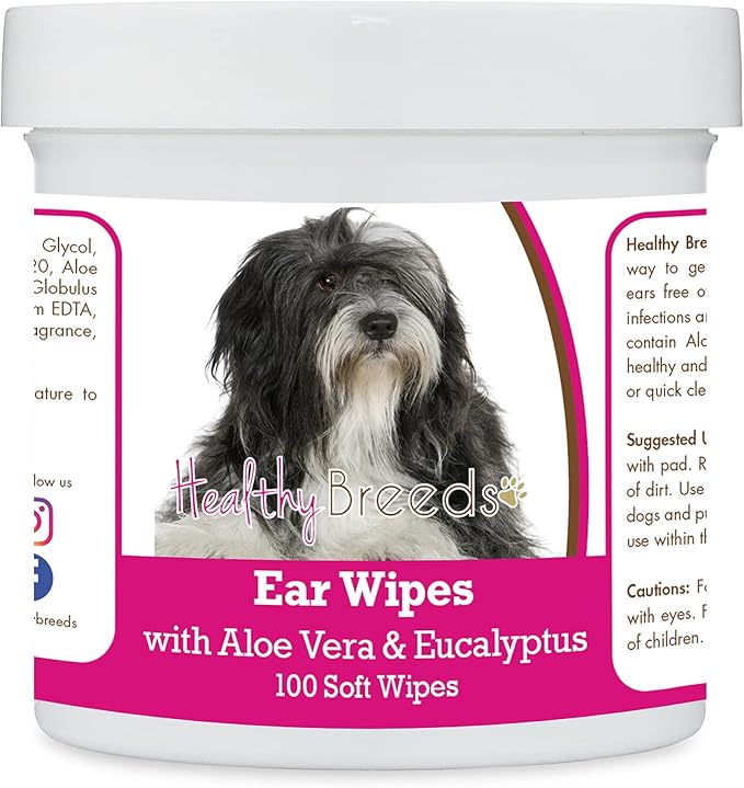 Healthy Breeds Lhasa Apso Ear Cleaning Wipes with Aloe & Eucalyptus for Dogs 100 Count