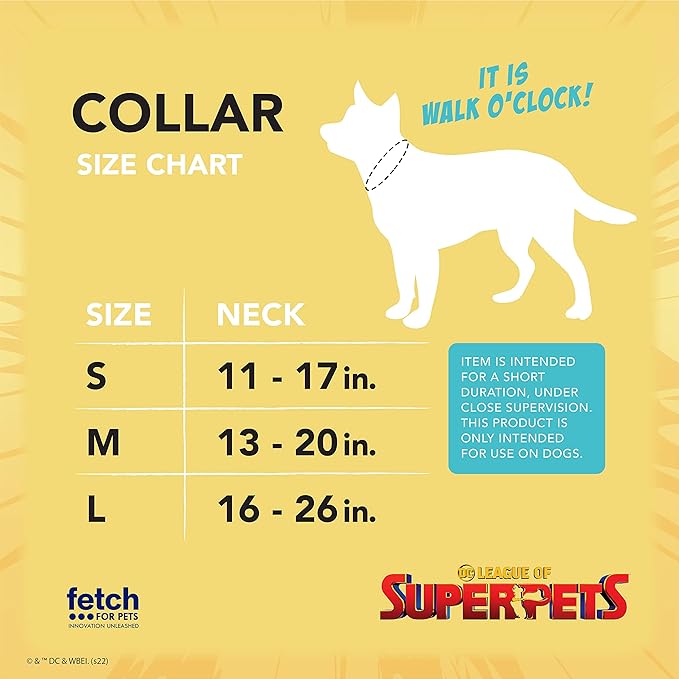 DC Comics League of Super-Pets Krypto Superman Dog Collar, Large | Officially Licensed DC League of Super-Pets Dog Collar | Large Dog Collar DC Krypto Super Dog Superman Style with D-ring for Leash
