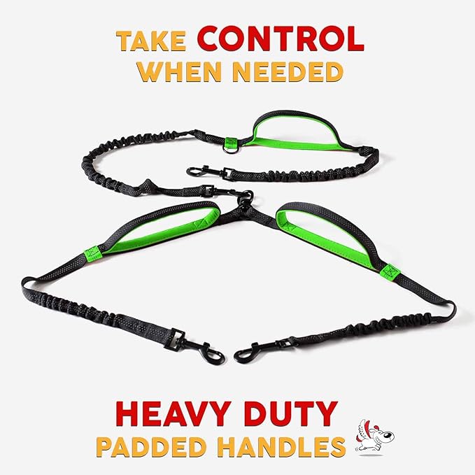 Exquisite Double Hands Free Leash for Large Dogs | Retractable Dog Leash 2 Dogs | Waist Dog Leash for Large Dogs | Two Dog Leash for Large Dogs | Leash for Big Dogs | Hands Free Running Dog Leash