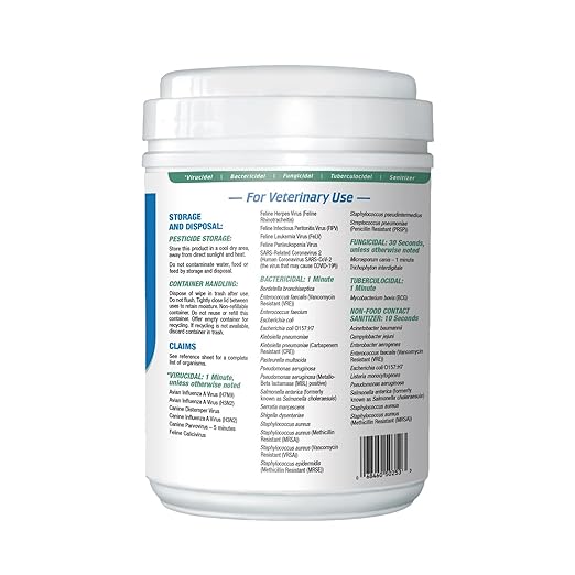 REScue One-Step Disinfectant Cleaner & Deodorizer Wipes for Vet Use – Cleaner for Kennels, Litter Boxes & More – 160-Wipes, 1 Canister (Pack of 12)