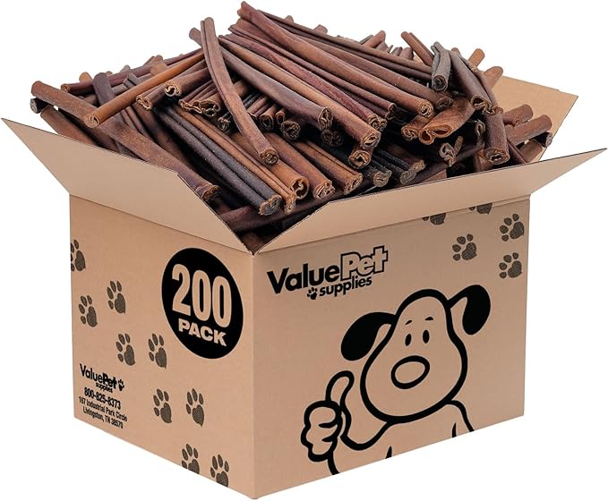 ValueBull Collagen Sticks, Beef Dog Chews, Medium 12 Inch, 200 Count BULK PACK - Natural & Safe, Single Ingredient, Rawhide-Free, Long Lasting, Healthy for Hips, Joints, Skin & Coat