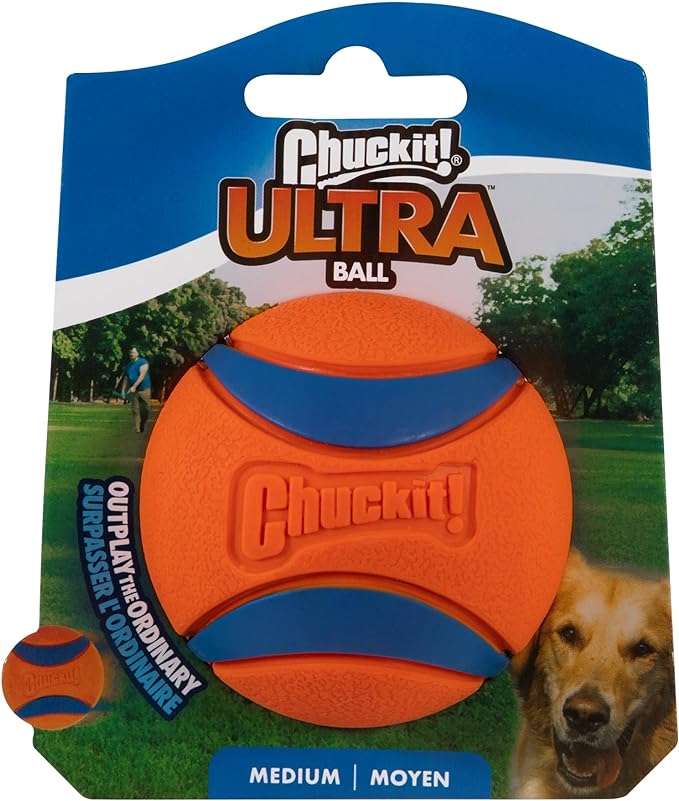 Chuckit Ultra Ball Dog Toy, Medium (2.5 Inch Diameter) Pack of 1, for breeds 20-60 lbs