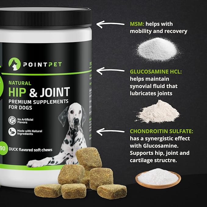 Glucosamine for Dogs - Hip & Joint Supplement - Dog Mobility Soft Chews with Chondroitin & MSM - Dog Supplement with Omega 3, Vitamin C & E for Hips and Joints 120cnt