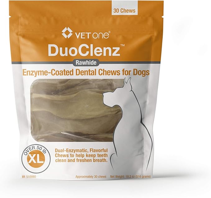 Vet One DuoClenz Enzyme Coated Dog Dental Chews for Large Dogs - Veterinarian Formulated - 30 Count