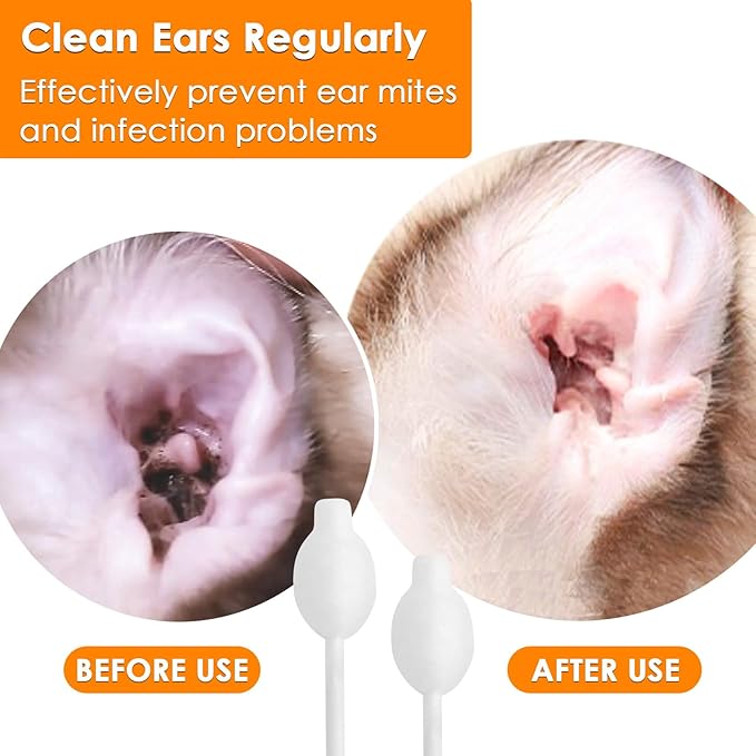 Dog Ear Cleaner - Dog Ear Infection Treatment Gourd-Shaped Swabs, Cotton Buds for Dog Cat Ear Cleaner Tool Cotton Sticks Safer Cleaning of Your Pet's Ears Canal
