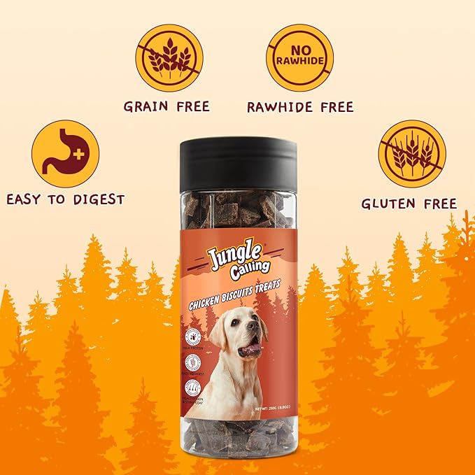 Jungle Calling Dog Treats, Natural High Protein Dog Training Treats with Real Chicken, Soft Puppy Jerky Bites, Grain Free Biscuits Snacks, Easy to Digest