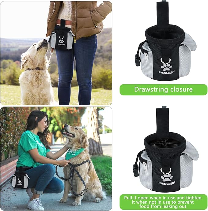 Dog Treat Pouch, Treat Pouches for Pet Training, Dog Treat Training Pouch Dog Clicker, Dog Training Treat Pouch Built-in Poop Bag Dispenser, Hands-Free Snack Dog Treat Bag