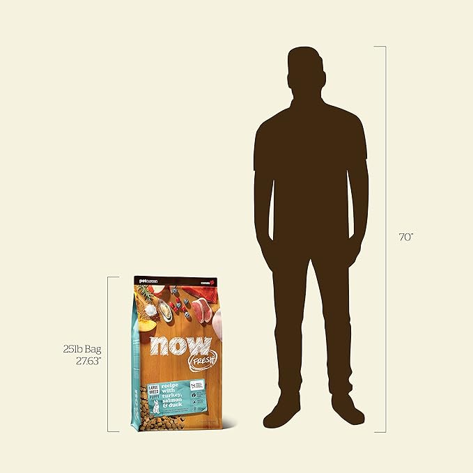 Now Fresh Grain Free Dog Food, 25 lb - Large Breed Puppy Food Recipe - Healthy Diet with Probiotics & Real Meat and Fish for Protein