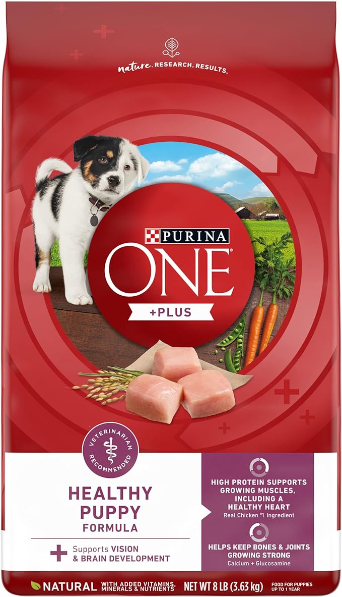 Purina ONE Plus Healthy Puppy Formula High Protein Natural Dry Puppy Food with added vitamins, minerals and nutrients - 8 lb. Bag