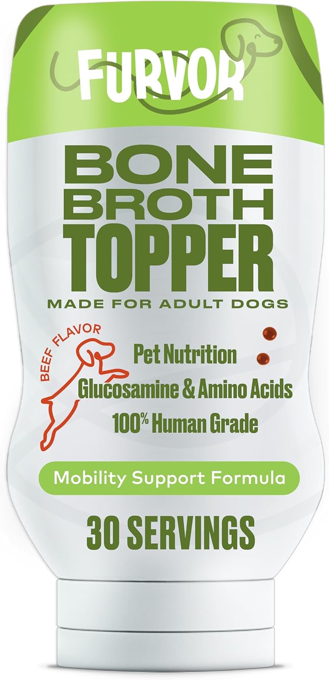 Mobility Support Beef Bone Broth for Dogs | Hip & Joint Support for Dogs | Glucosamine & Amino Acid Boosted | Human Grade Ingredients | Just add Water | Made in USA, 16 oz