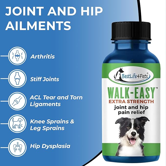BestLife4Pets Extra Strength Dog Joint Supplement - Natural Hip and Joint Supplement for Dogs - Arthritis, Inflammation, and Hip Dysplasia Pain Relief for Dogs - Easy to Use Natural Pills