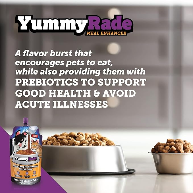 YummyRade – Pet Meal Topper for Dry Dog Food & Cat Food | Healthier Gravy Meal Enhancer & Tasty Low Calorie | Grain Free, Chicken Flavored | Flavor-Boosting Gravy Topper Pets Love! | (250ml x 10)