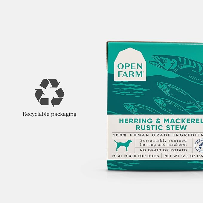 Open Farm Herring & Mackerel Rustic Stew Wet Dog Food, Grain-Free Meal or Food Topper with Responsibly Sourced Meat and Superfoods Without Artificial Flavor, 12.5 Oz (Pack of 12 Boxes)