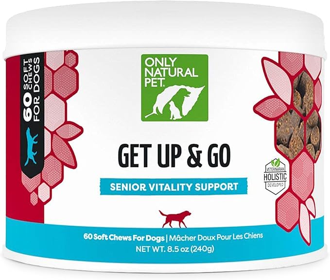 Only Natural Pet Get Up & Go Herbal Joint Support Supplement for Dogs - Holistically Formulated with Corydalis & Turmeric Hip & Joint Daily Vitamin for Senior Dog - Bacon Flavor - 60 Soft Chews