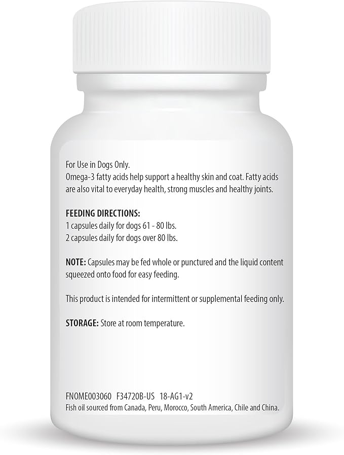 Ceva Derma-3 Softgels, Omega-3 Fatty Acid & Vitamin Supplement for Large Dogs (60 Count)