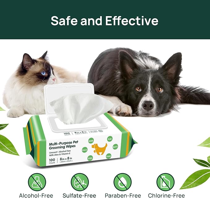 400 Unscented Extra Thick Dog Wipes for Paws and Butt Puppy Wipes for Dogs Face and Body Dog Wipes Cleaning Deodorizing Cat Wipes Cleaning Fur and Butt Doggie Wipes Doggy Wipes 8 Glove Wipes Included