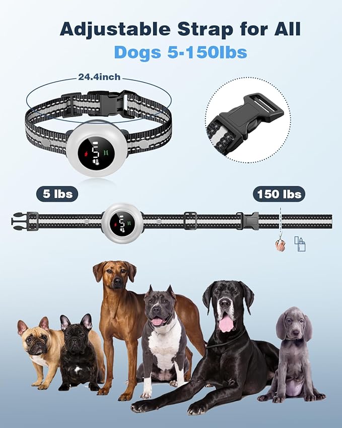 2-in-1 Dog Shock Collar & Dog Bark Collar - Smart Anti Barking Dog Training Collar with 5 Adjustable Sensitivity & 3300FT Remote for All Breeds IP67 Waterproof Rechargeable E-Collar (White)