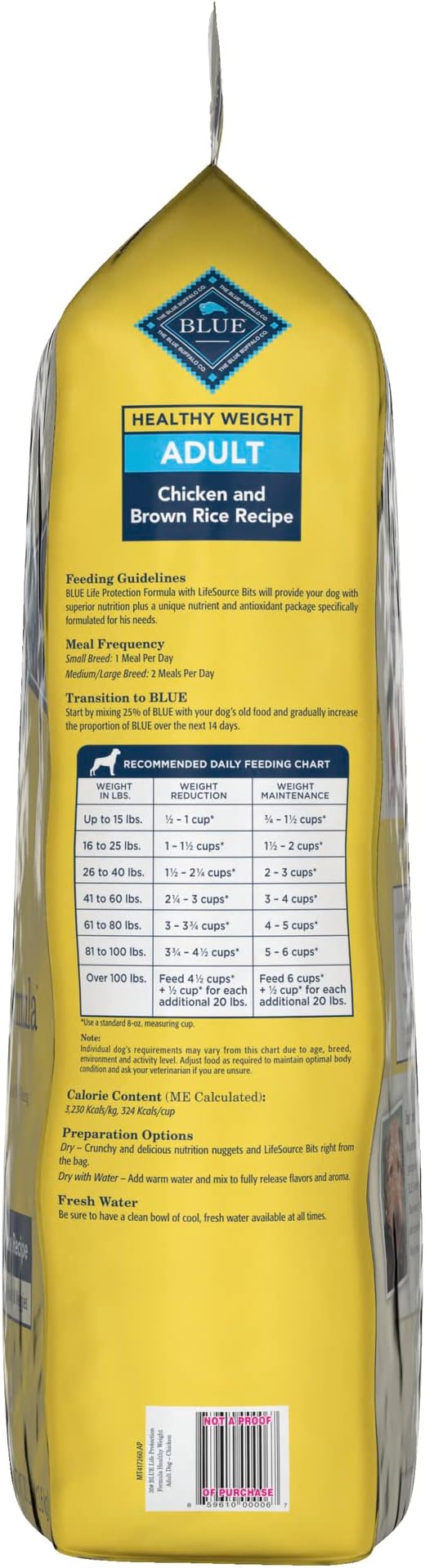 Blue Buffalo Life Protection Formula Natural Adult Healthy Weight Dry Dog Food, Chicken and Brown Rice 30-lb