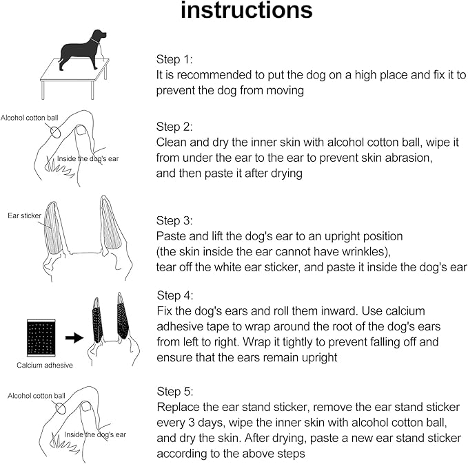 1 Pair Dog Ear Stand Sticker Up Support Tool, Dog Ear Fixed Correction Vertical Holder, Dog Ear Cover Ear Stand Up, Doberman Ear Posting Kit for Doberman Pinscher Dog(6 * 3cm)