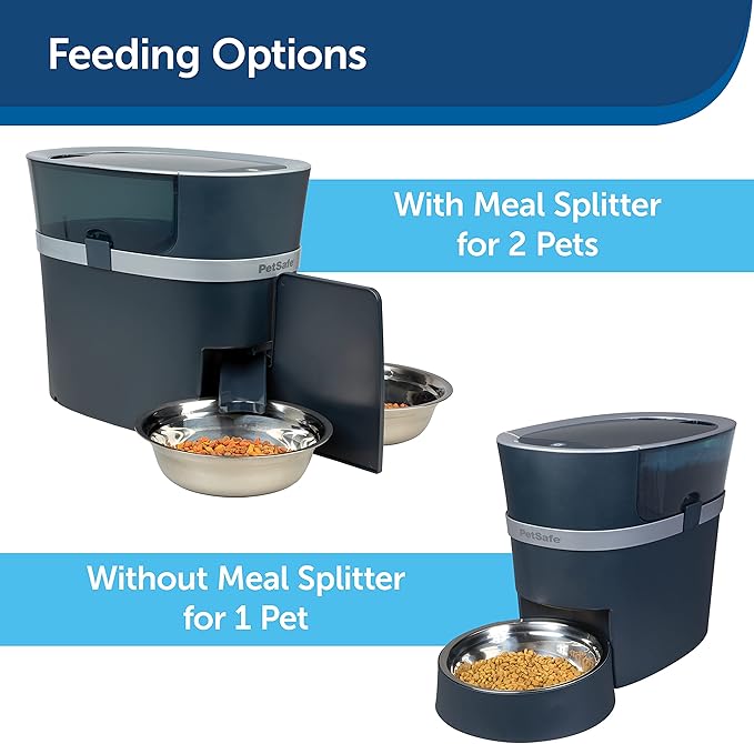 PetSafe Smart Feed Automatic Pet Feeder with 2-Pet Meal Splitter for Cats and Dogs - WiFi App Connected - Programmable Food Dispenser for Multiple Pets - Customize Mealtime - Compatible with Alexa
