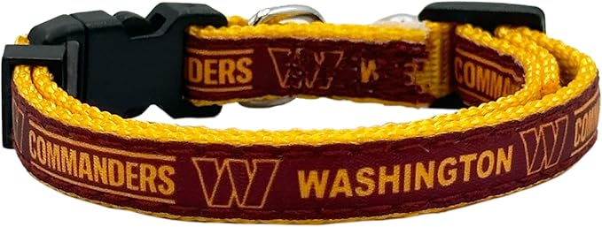 Pets First NFL CAT Collar Washington Commanders Satin Cat Collar Football Team Collar for Dogs & Cats. A Shiny & Colorful Cat Collar with Ringing Bell Pendant, Team Color (WAC-5034)