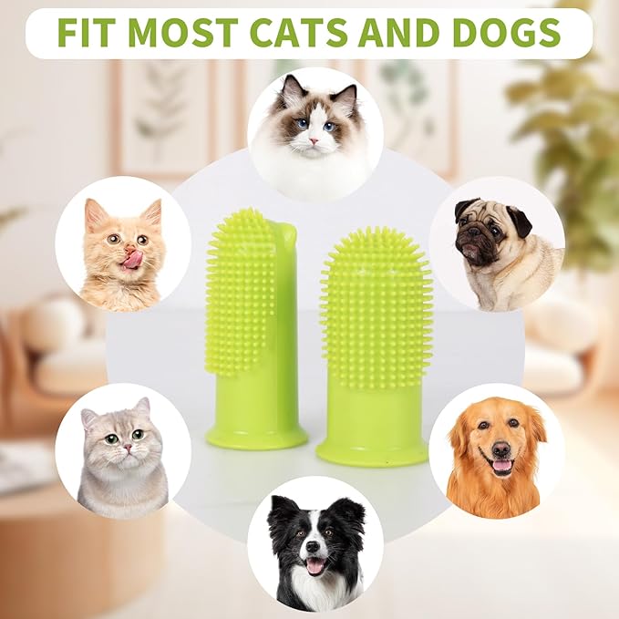 4Pack Dog Tooth Brushing Kit, Dog toothbrush for Pets, Puppy & Cat Dental Care for Teeth Cleaning
