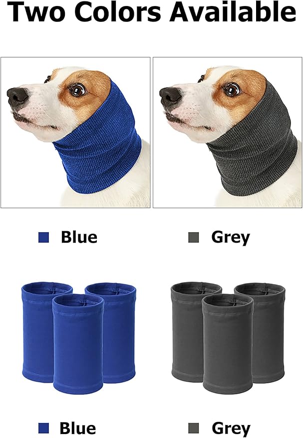 2PC Pet Calming Cap Blue Grey Dog Snood Ear Protector Relief Ear Muffs for Small Medium Large Dogs Cats Small