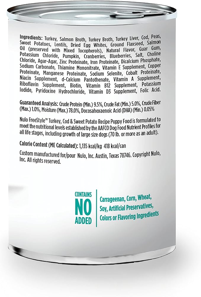 Nulo Freestyle All Breed Wet Canned Dog Food for Puppies, Premium All Natural Grain-Free, High Animal-Based Protein