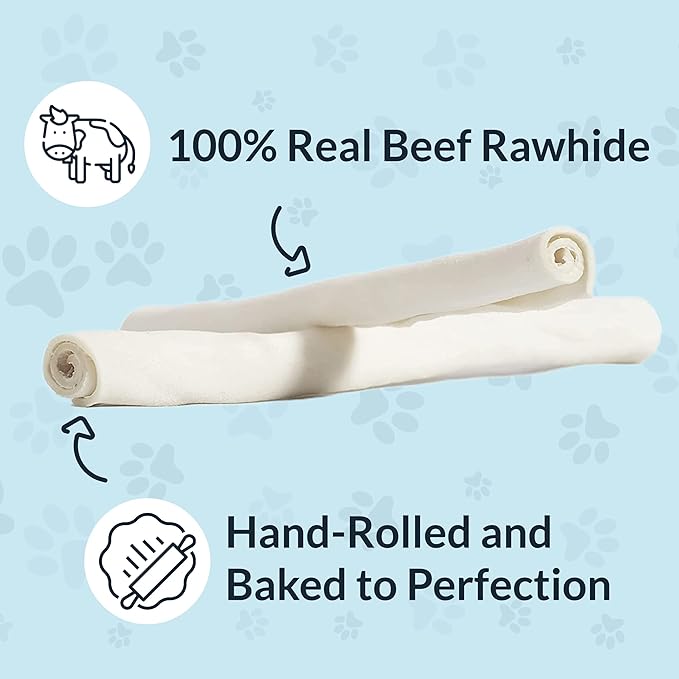 10-11" Skinny Stick Dog Rawhide Chews - Pack of 50 Long Lasting Rawhides for Dogs - All-Natural, Protein-Dense Beef Rawhide Bones for Small Dogs - Odor-Free and Great for Dental Health