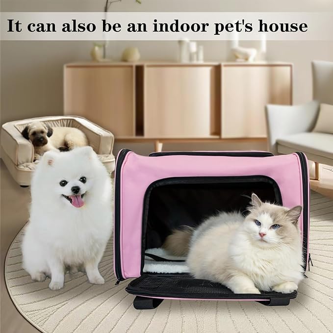 Dog Cat Carrier Pet Carriers for Small Medium Large Cats Dogs Carrier Soft Sided Small Puppy Dog Carrier Portable Foldable Airline Approved Dog Cat Travel Carrier Pink Large